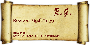 Rozsos György névjegykártya